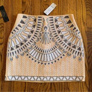 Bebe Tribal Embroidered Mini Skirt